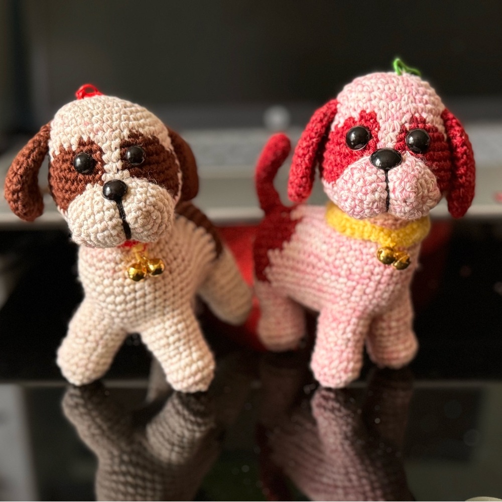 Handcrafted Crochet Dog Toys - Pink and Brown（2 in 1)